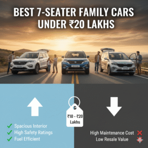 Best 7-seater family cars under ₹20 lakhs in India featuring popular SUVs and MPVs